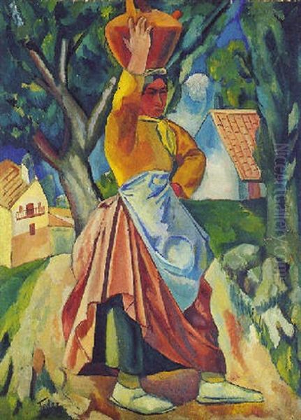 La Porteuse D'eau Oil Painting by Adolphe Feder