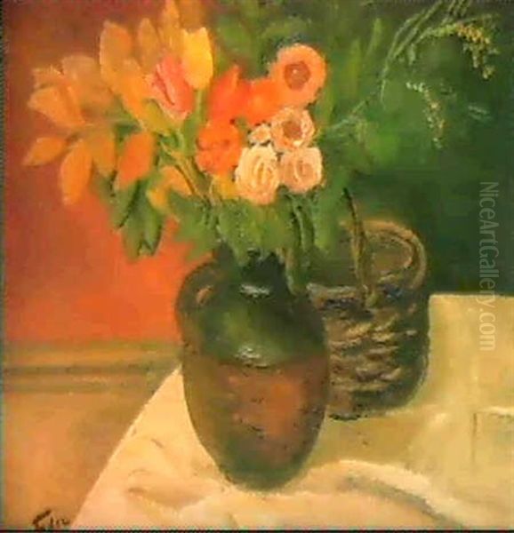 Bouquet Et Corbeille Oil Painting by Adolphe Feder