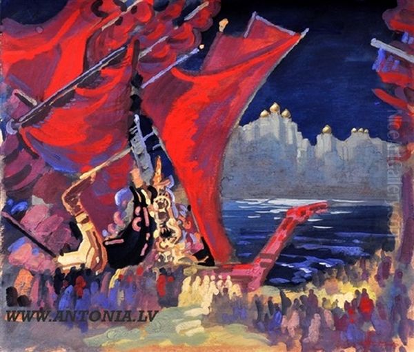 Sadko Legendary Story Oil Painting by Fedor Fedorovich Fedorovsky