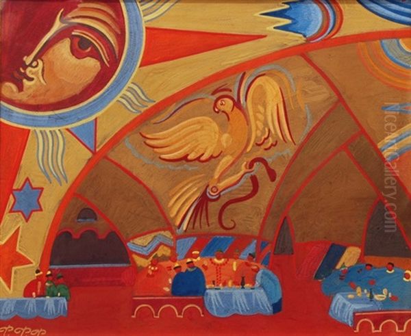 Shoppy People Feast Oil Painting by Fedor Fedorovich Fedorovsky