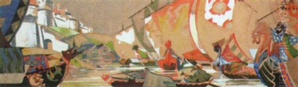 Buhnenbildentwurf Oil Painting by Fedor Fedorovich Fedorovsky