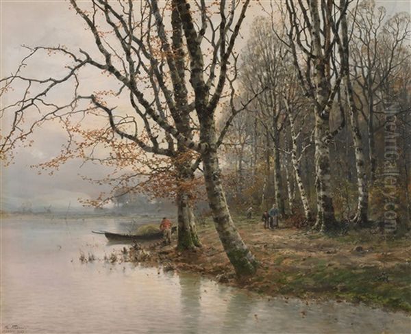 Landschaft Bei Anvers Oil Painting by Richard Fehdmer