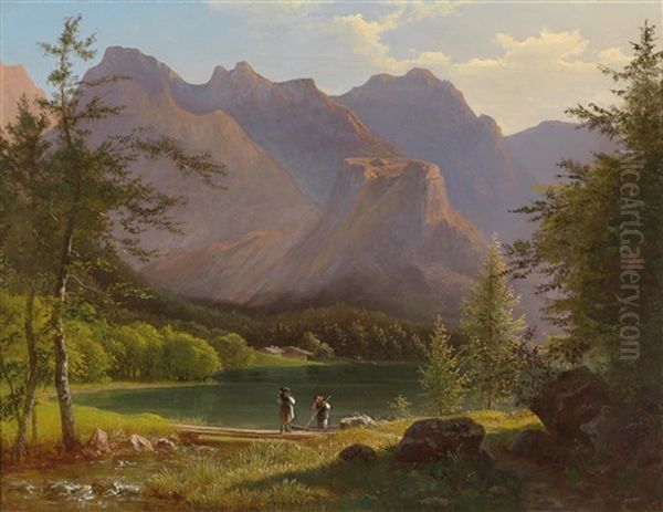 Blick Auf Den Hinteren Langbathsee Oil Painting by Joseph Feid
