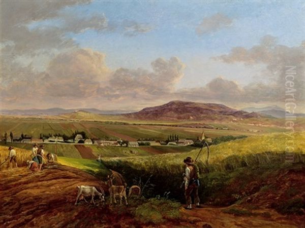 Heuernte Vor Dem Anninger Oil Painting by Joseph Feid