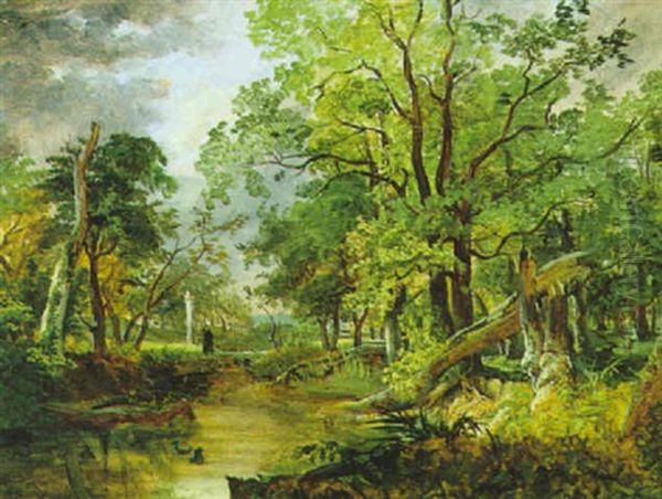 Rehwild Im Auwald Oil Painting by Joseph Feid