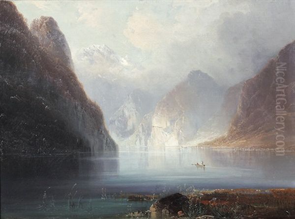 Partie Am Konigssee Oil Painting by Ferdinand Feldhuetter
