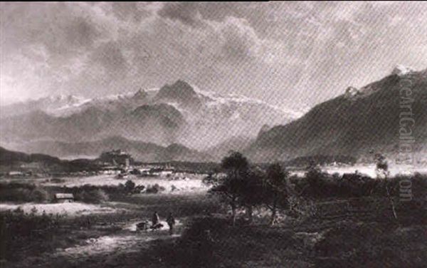 Blick Auf Salzburg Oil Painting by Ferdinand Feldhuetter