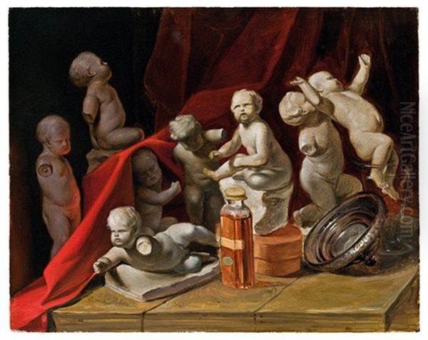 Stillleben Mit Putti Oil Painting by Peter Fendi