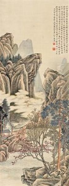 Autumn Mountains Oil Painting by Feng Chaoran