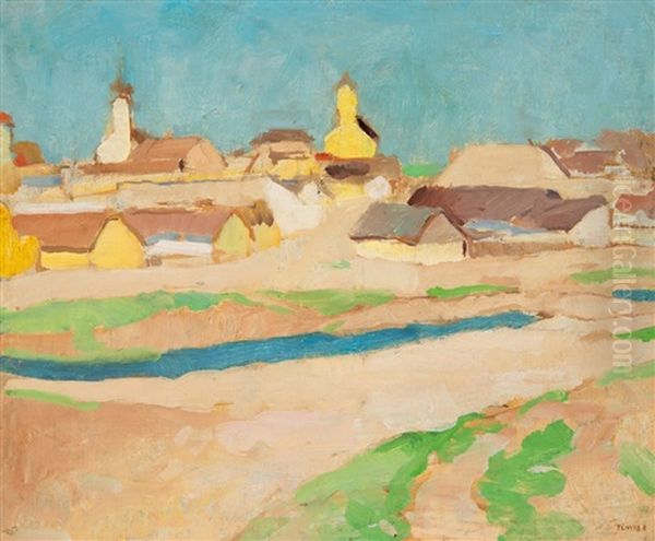 View Of Szentendre Oil Painting by Adolf Fenyes
