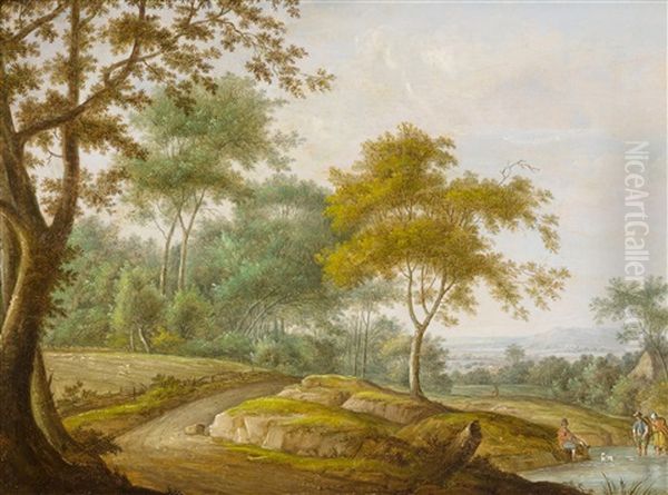 Gegenstucke: Landschaften Mit Figurlicher Staffage Oil Painting by Franz de Paula Ferg