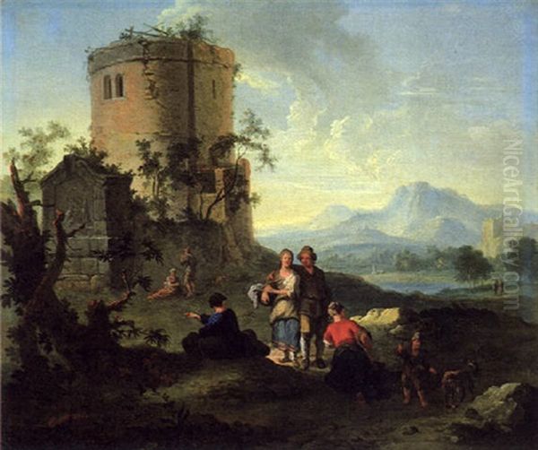 Ruinenlandschaft Mit Figuren Oil Painting by Franz de Paula Ferg