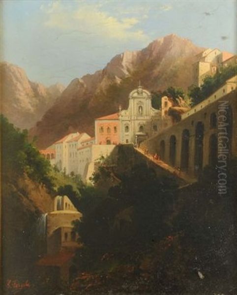 Paesaggio Raffigurante Sant'antonio A Posillipo Oil Painting by Salvatore Fergola
