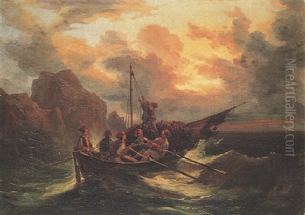 Barca Nella Tempesta Oil Painting by Salvatore Fergola