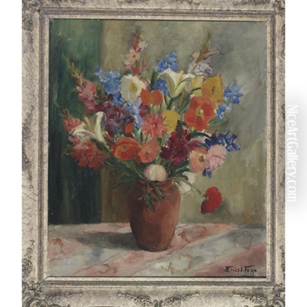 Still Life Of Flowers Oil Painting by Emily Isabelle Fern