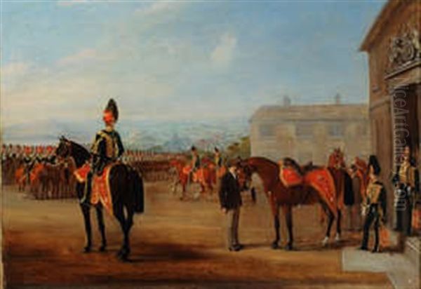 A Regiment Of British Hussars In Parade-ground Review Oil Painting by John Ferneley Jr.