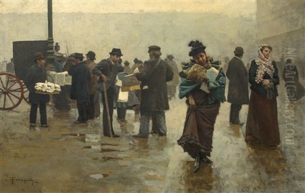 Strassenszene Oil Painting by Arnaldo Ferraguti