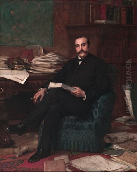 Caballero En Su Despacho Oil Painting by Bernardo Ferrandiz Y Badenes
