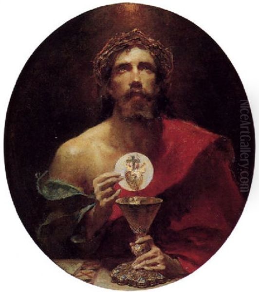 Sagrado Corazon Eucaristico Oil Painting by Alejandro Ferrant Y Fischermans