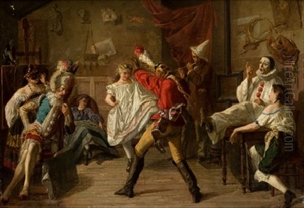 Fiesta De Disfraces Oil Painting by Alejandro Ferrant Y Fischermans