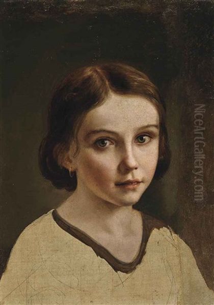 Elisa Ferrari, Daughter Of The Artist Oil Painting by Carlo Ferrari