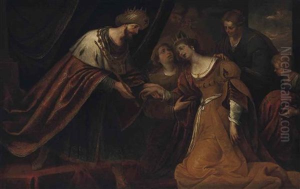Esther Before Ahasuerus Oil Painting by Giovanni Andrea de Ferrari