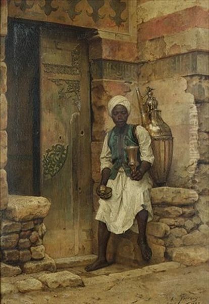 A Nubian Boy Oil Painting by Arthur von Ferraris