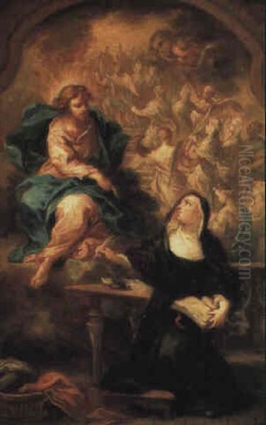 St. Theresa Of Avila Interceding For Souls In Purgatory Oil Painting by Ciro Ferri