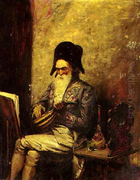 Old Man Playing Oil Painting by Jean-Leon Gerome Ferris