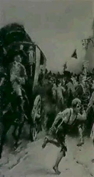 The Arrival Of The Stagecoach Oil Painting by Jean-Leon Gerome Ferris