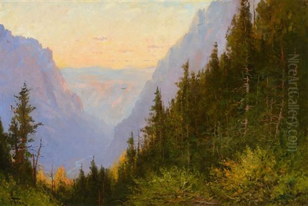 Grand Canyon Of The Yellowstone Oil Painting by John Fery