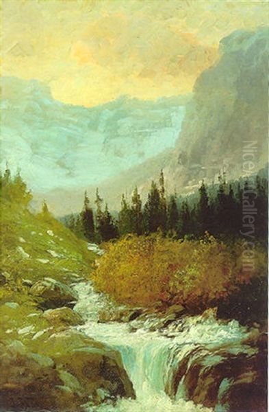Cascades Of Canyon Creek Oil Painting by John Fery