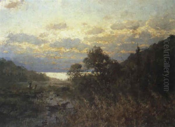 Mountain Lake Landscape Oil Painting by John Fery