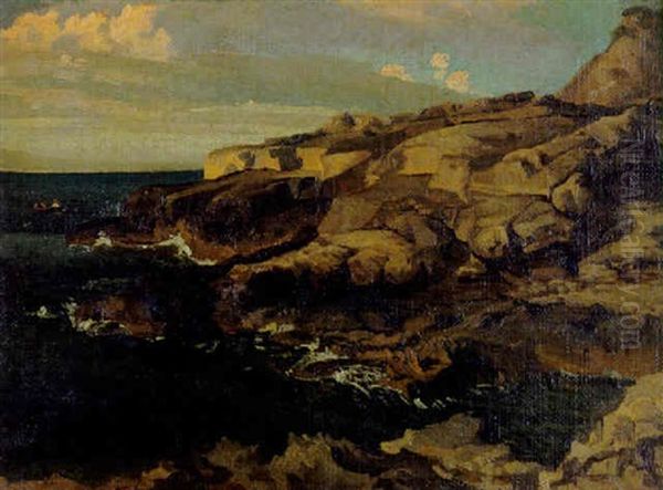 Kustenlandschaft In Suditalien Oil Painting by Anselm Friedrich Feuerbach