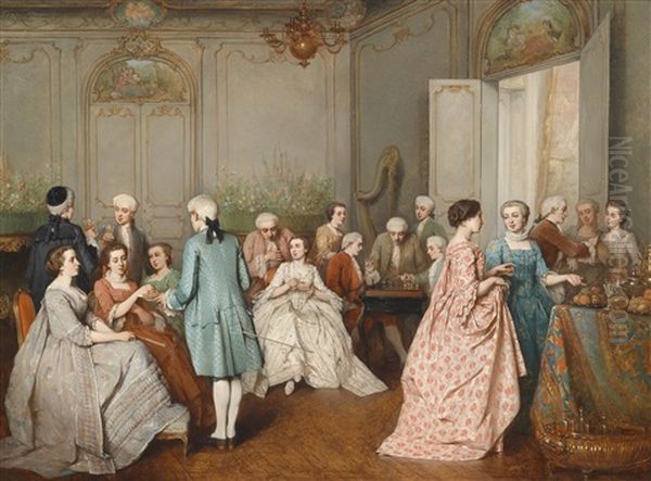 Elegante Gesellschaft Oil Painting by Benjamin Eugene Fichel