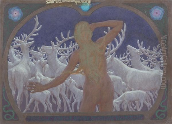 Aber Alles War Nur Marmelstein Und Zauberlicht Oil Painting by Hugo Hoppener Fidus