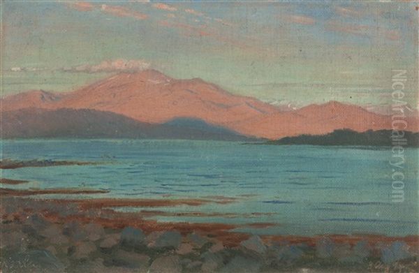 Der Berg Skala Beim Moldefjord Im Abendlicht Oil Painting by Hugo Hoppener Fidus