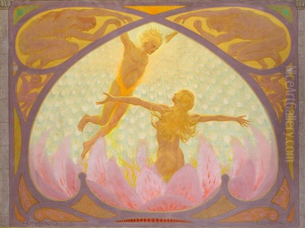 Empfangnis Oil Painting by Hugo Hoppener Fidus