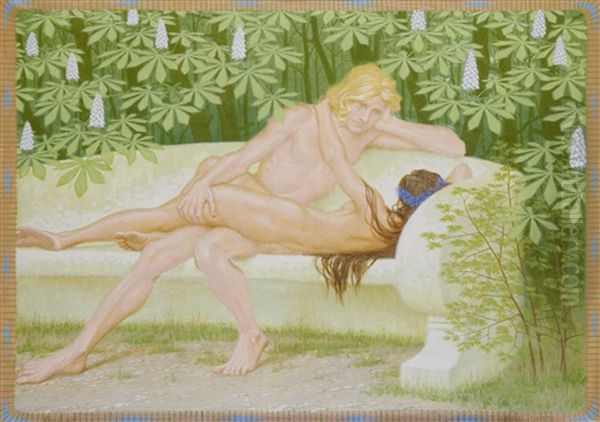 The Lovers Oil Painting by Hugo Hoppener Fidus