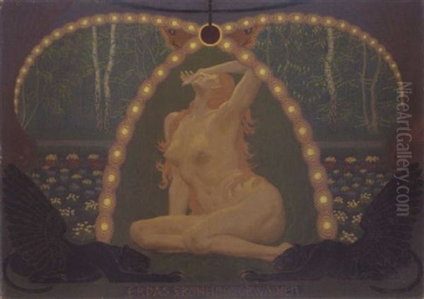Erdas Fruhlingserwachen Oil Painting by Hugo Hoppener Fidus