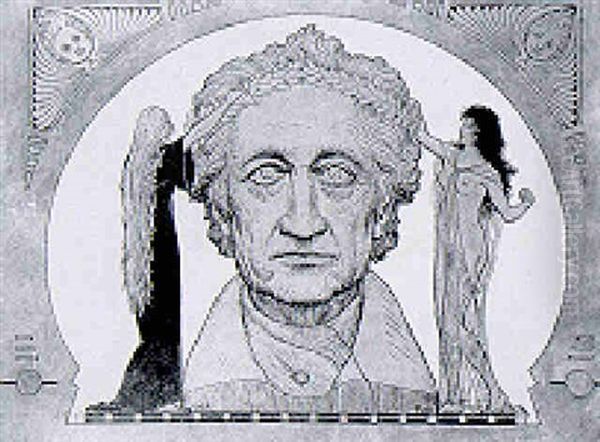 A Bust Of Goethe Oil Painting by Hugo Hoppener Fidus