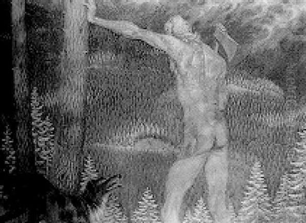 The Woodcutter Oil Painting by Hugo Hoppener Fidus