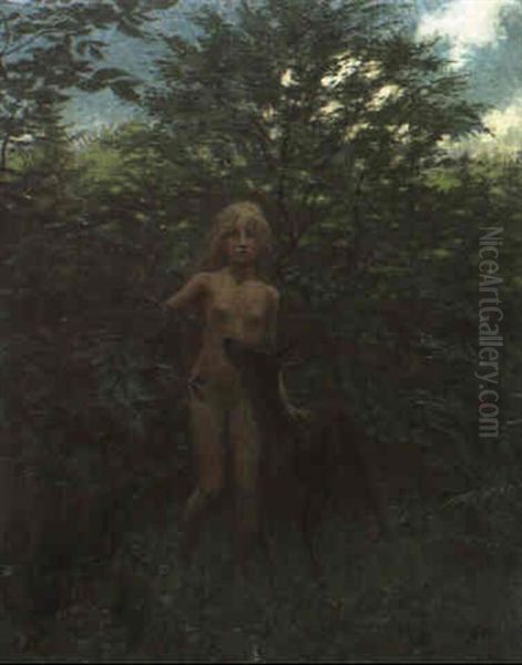 Zuflucht Oil Painting by Hugo Hoppener Fidus