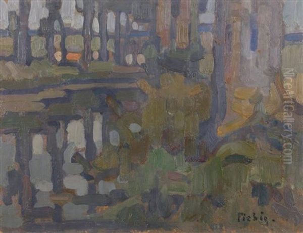 La Mauldre A Beynes Oil Painting by Frederic Fiebig