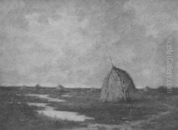 Haystacks Oil Painting by Edward Loyal Field