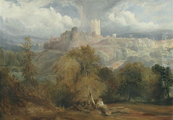 A View Of Richmond, Yorkshire Oil Painting by Copley Fielding