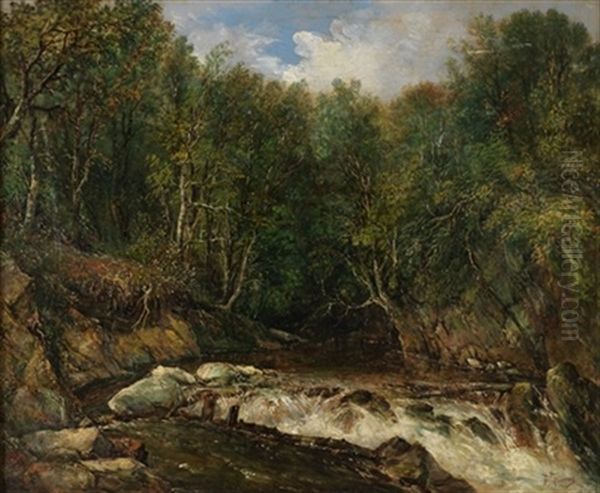 Paisaje Con Cascada Oil Painting by Dionisio Fierros Alvarez