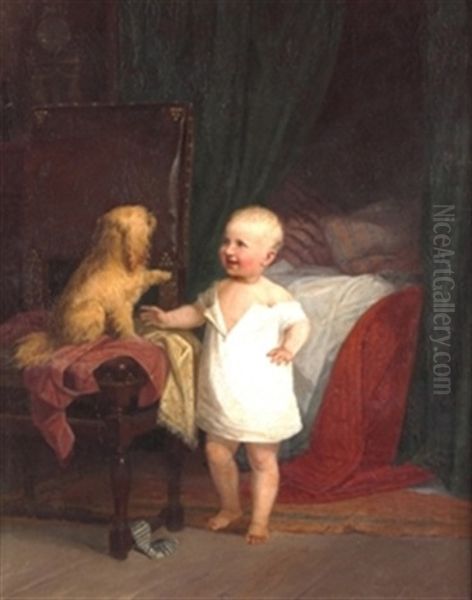 Nno Con Perro Oil Painting by Dionisio Fierros Alvarez