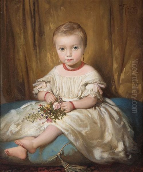 Nina Sentada Sobre Un Cojin Oil Painting by Dionisio Fierros Alvarez