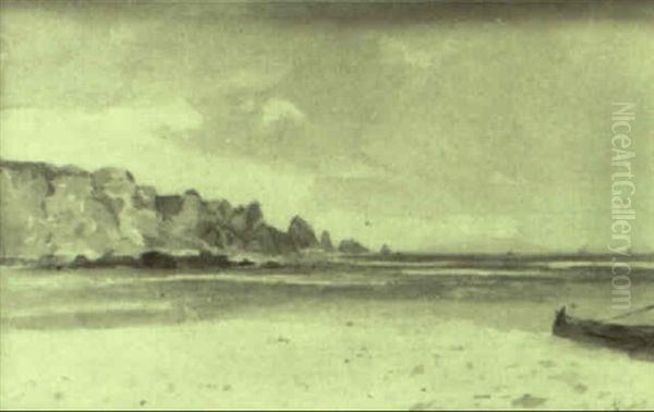 Barco Al Fondo Del Acantilado Oil Painting by Dionisio Fierros Alvarez